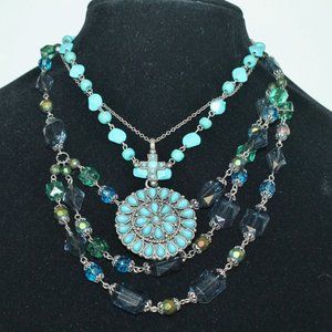 3 Signed Robert Rose Crystal Turquoise Necklaces